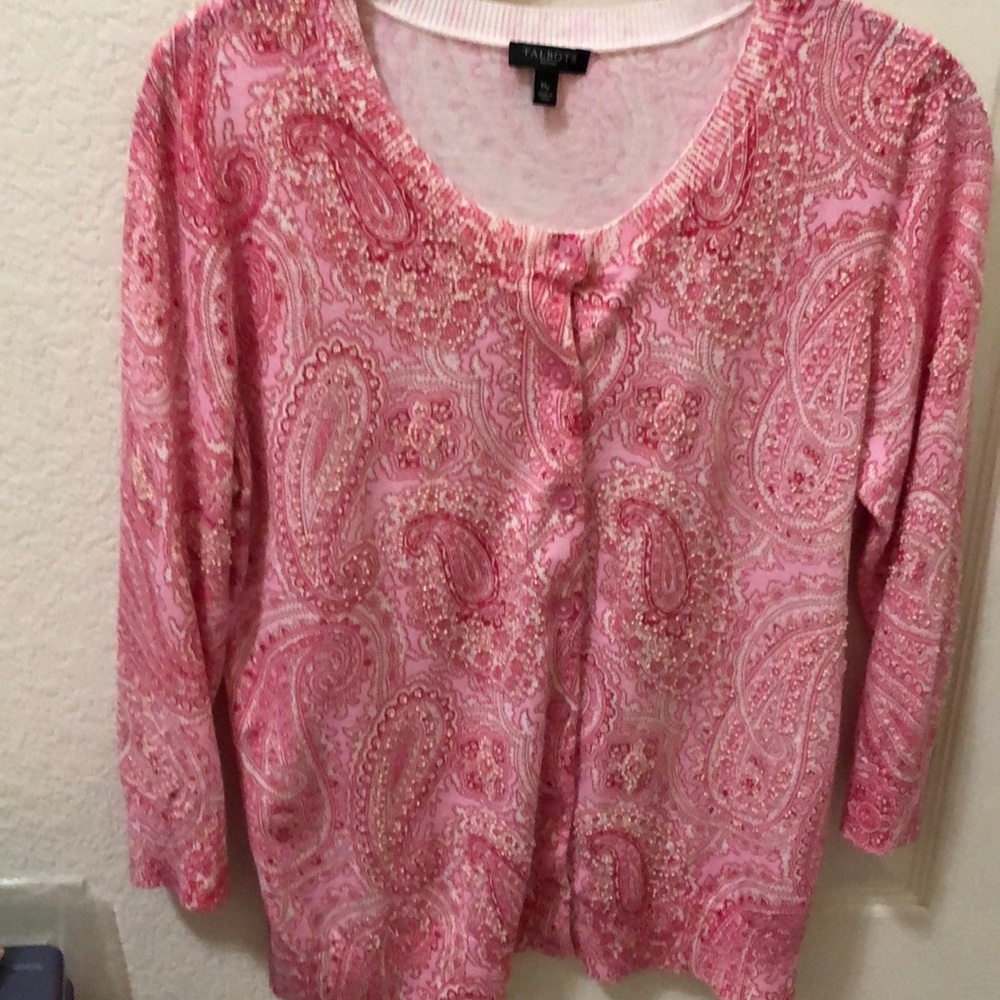 Talbots Beaded Cardigan - size PM